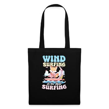 Windsurfen ist das wahre Surfen - Stoffbeutel - Schwarz - Vorne