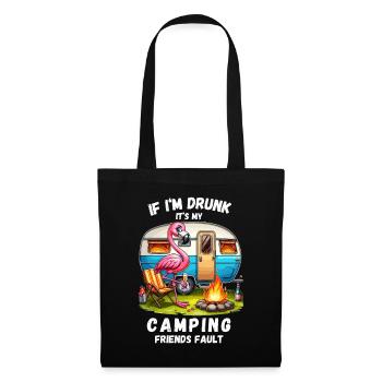 Camping Flamingo Freunde Party Campingplatz Lustig - Stoffbeutel - Schwarz - Vorne