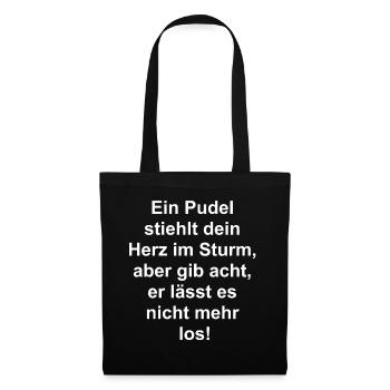 Herz-Pudel-Geschenk - Stoffbeutel - Schwarz - Vorne