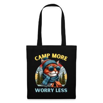 Camping Cat Camper Tent Mountains Nature Campsite - Tote Bag - black - Front