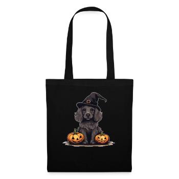 Halloween Witch Hat Pumpkin Dog Cocker Spaniel - Tote Bag - black - Front