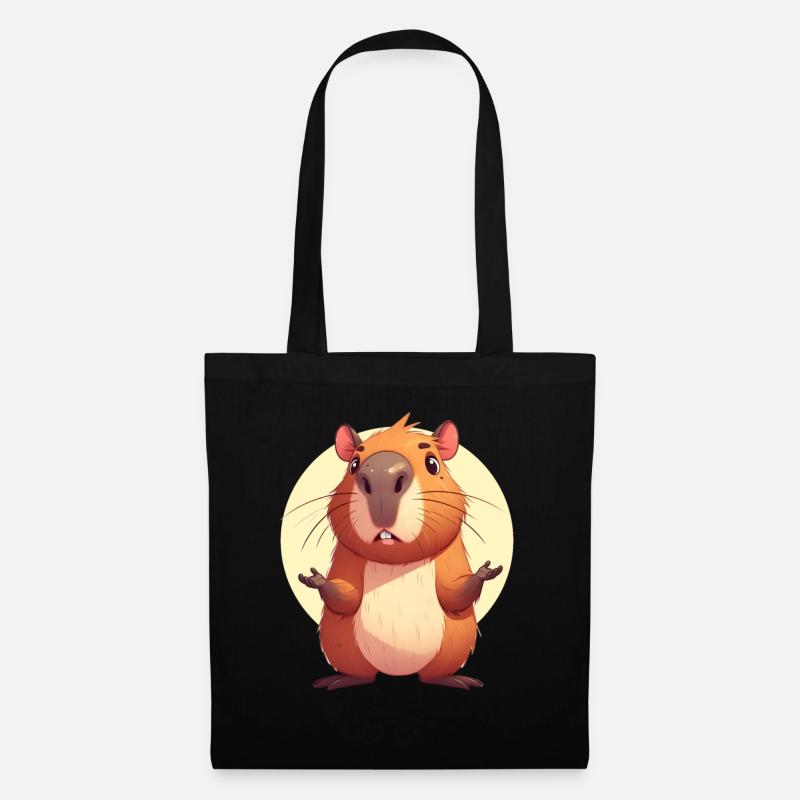 Verwirrte Capybara - Stoffbeutel - Schwarz
