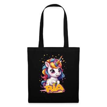 RIA - Beau nom de fille avec une jolie licorne - Sac en tissu - noir - Devant