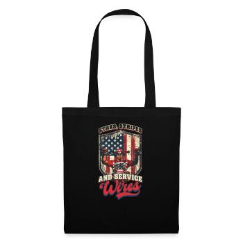 Patriotic Lineman Stars, Stripes et fil de service - Sac en tissu - noir - Devant