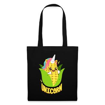 Einhorn-Maiskolben - Stoffbeutel - Schwarz - Vorne