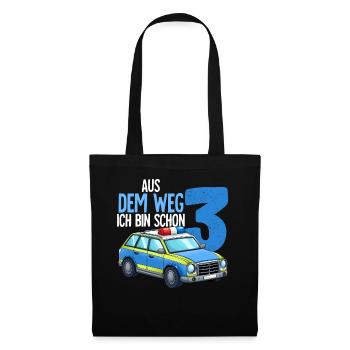 3ème anniversaire Police Police voiture 3 ans - Sac en tissu - noir - Devant