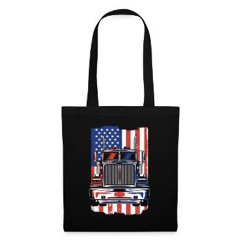 Truck American Flag Trucker Truckie Legends Truck - Tote Bag - black - Front