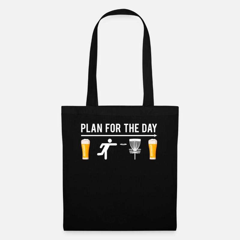 Disc Golf Player Plan for the day Disc Golfing - Stoffbeutel - Schwarz