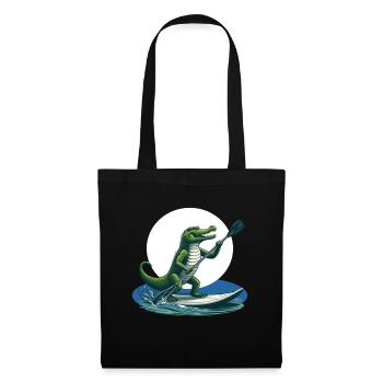Crocodile doing stand-up paddling - Tote Bag - black - Front