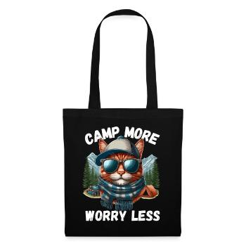 Camping Cat Mountains Campsite Camper Tent Meow - Tote Bag - black - Front