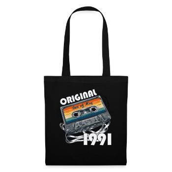 Cassette Mai 1991 Millésime 1991 Anniversaire 1991 - Sac en tissu - noir - Devant
