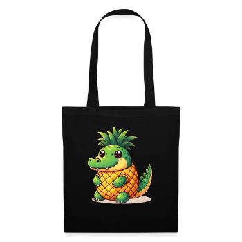 Ananas Krokodil - Stoffbeutel - Schwarz - Vorne
