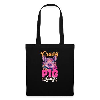 Schweinezüchter Crazy Pig Lady - Stoffbeutel - Schwarz - Vorne