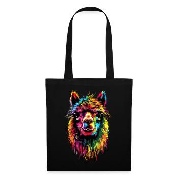 Alpaga Pop Art Couleurs vives Lama Arc-en-ciel Alpaga - Sac en tissu - noir - Devant