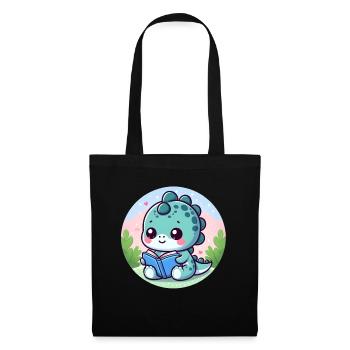 Reading dinosaur - Tote Bag - black - Front