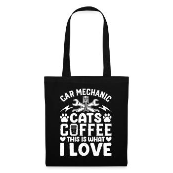 Car Mechanic, Cats, Coffee This Is What I Love - M - Tote Bag - black - Front