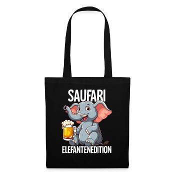 Saufari Elefantenedition Elefant Bier - Stoffbeutel - Schwarz - Vorne