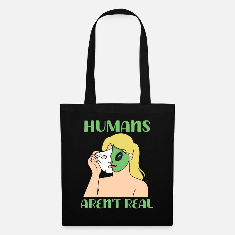 "Humans Aren't Real", lustiges Comic, Space Alien - Stoffbeutel - Schwarz