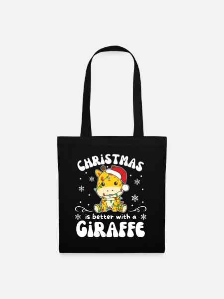 Weihnachten ist besser mit einem Giraffe - Stoffbeutel - Schwarz