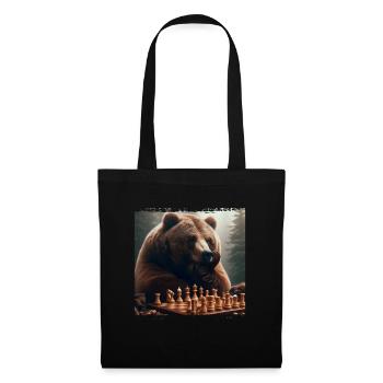 Chess Playing Bear - Tote Bag - black - Front