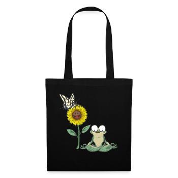 Grenouille, Grenouilles, Crapaud, Amphibien - Sac en tissu - noir - Devant