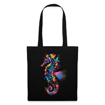 Seepferdchen Pop Art Bunt Aquarist Süßes Seepferd - Stoffbeutel - Schwarz - Vorne