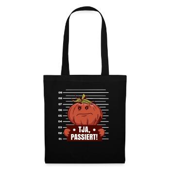 Tja Passiert! Tomaten Spruch Lustig Garten Gemüse - Stoffbeutel - Schwarz - Vorne