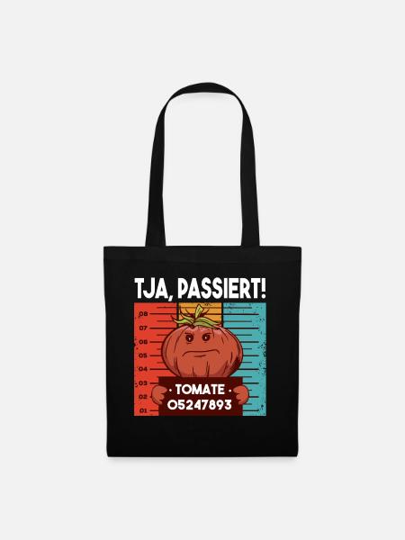 Witziges Fahndungsfoto Tomate Passiert Gärtner - Stoffbeutel - Schwarz