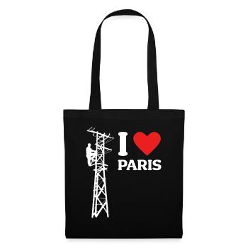I Love Paris Lustige Elektriker Strommast Strom - Stoffbeutel - Schwarz - Vorne