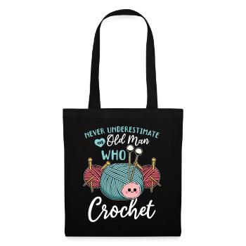 Crochet - Ne sous-estimez jamais un vieil homme qui croque - Sac en tissu - noir - Devant