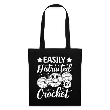 Idées de crochet amusantes - Facilement distrait par le crochet - Sac en tissu - noir - Devant
