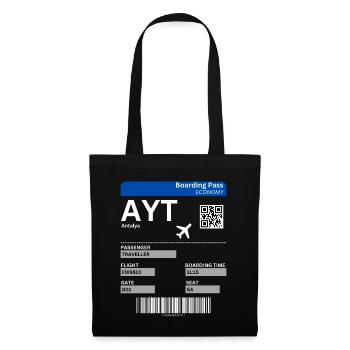 Billet d’embarquement à Antalya Idée de vacances à l’aéroport en Turquie - Sac en tissu - noir - Devant