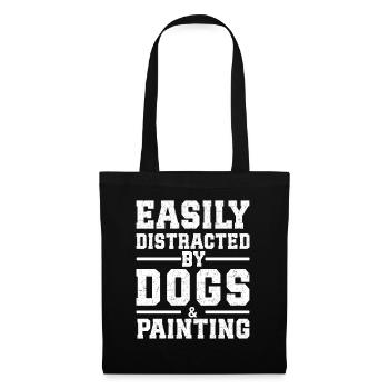 Easily Distracted By Dogs & Painting - Tote Bag - black - Front