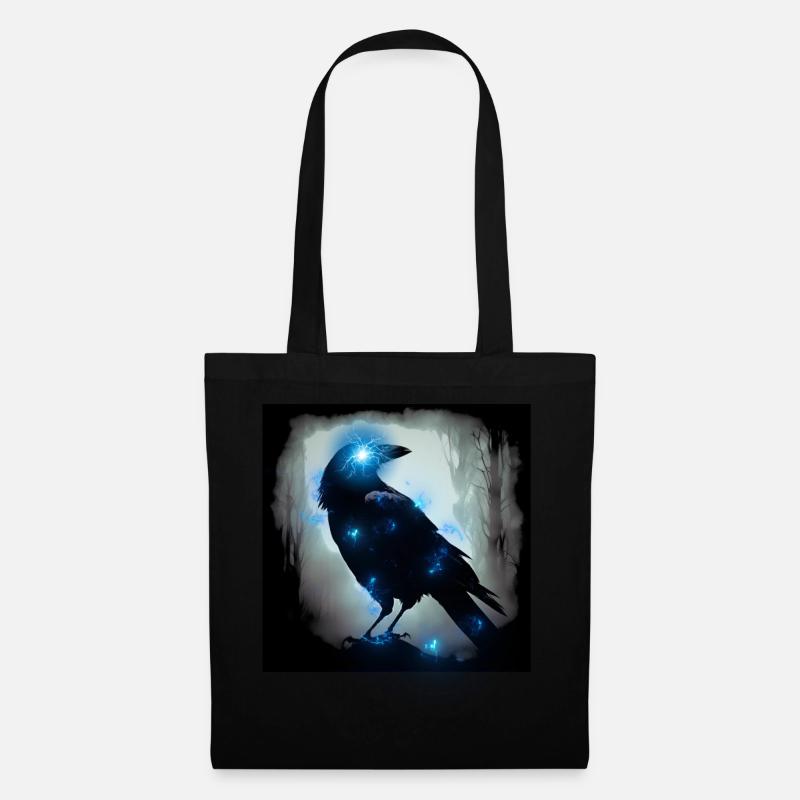 electric blue crow - Rabe mit blauen Blitzen - Stoffbeutel - Schwarz