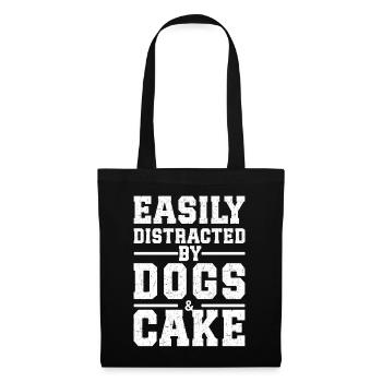 Easily Distracted By Dogs & Cake - Stoffbeutel - Schwarz - Vorne