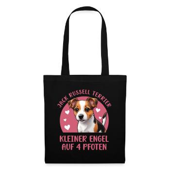 Jack Russell Terrier - Kleiner Engel auf 4 Pfoten - Stoffbeutel - Schwarz - Vorne