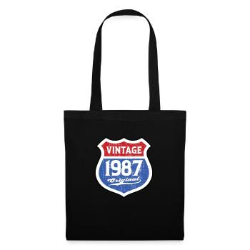 1987 Geburtstag Route Vintage Original - Stoffbeutel - Schwarz - Vorne