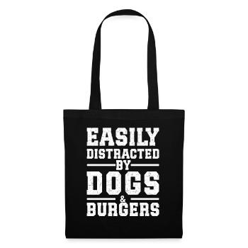 Easily Distracted By Dogs & Burgers - Stoffbeutel - Schwarz - Vorne