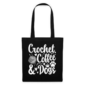 Crochet coffee & dogs - Dog Lover Crocheter - Tote Bag - black - Front