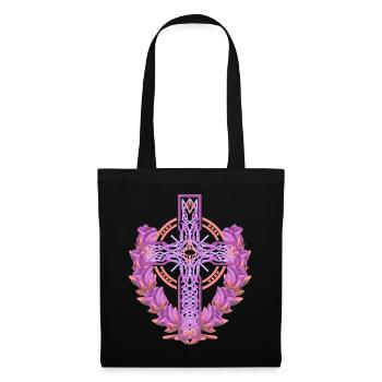 Cross Crosses Crucifix Roses Blossoms Jesus God - Tote Bag - black - Front