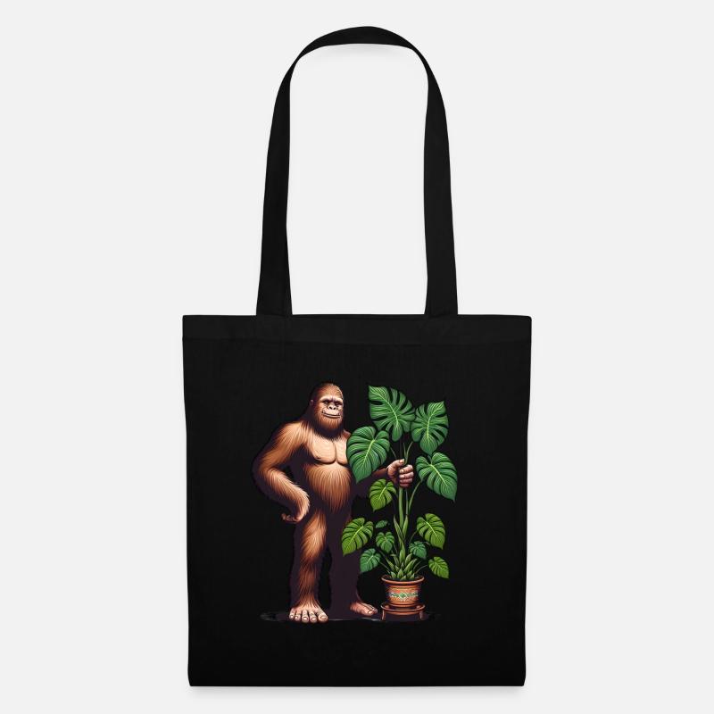Bigfoot mit Monstera Pflanze - Stoffbeutel - Schwarz