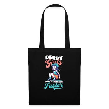 Roller Derby : Les filles à roulettes font plus fort et plus vite - Sac en tissu - noir - Devant
