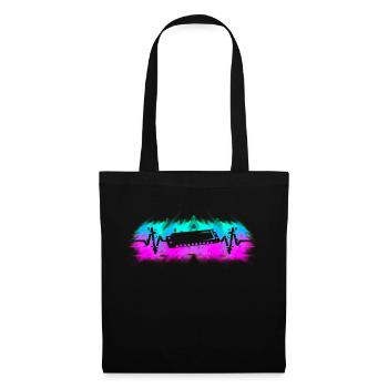 Harmonica player musician heartbeat - Tote Bag - black - Front
