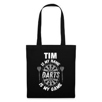 Personalisiertes Dart-Geschenk, Design für Dartspieler - Stoffbeutel - Schwarz - Vorne