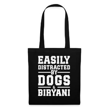 Easily Distracted By Dogs & Biryani - Tote Bag - black - Front