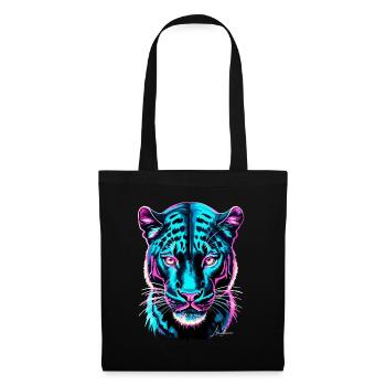 Neon Panther Facial - Cyber Futuristic Collection - Tote Bag - black - Front