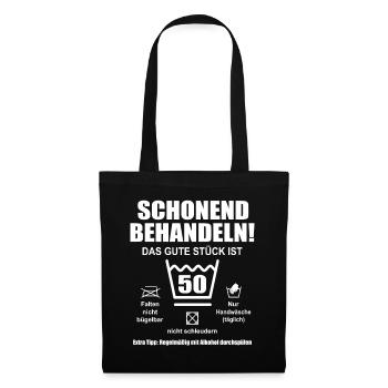 Schonend Behandeln 50 Jahre Geburtstag 50ter - Stoffbeutel - Schwarz - Vorne