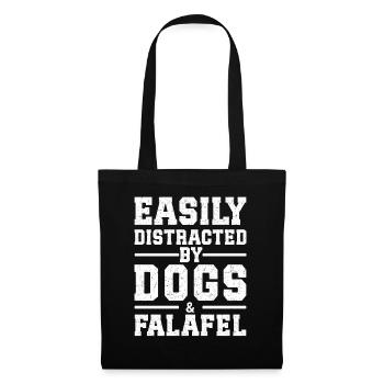 Facilement distrait par les chiens et les falafels - Sac en tissu - noir - Devant