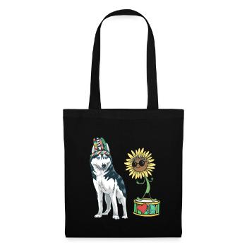 Sunflower Heart Peace Dog Dogs Peace Drum - Tote Bag - black - Front