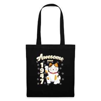 1947 Anniversaire Génial depuis Chat Maneki neko - Sac en tissu - noir - Devant